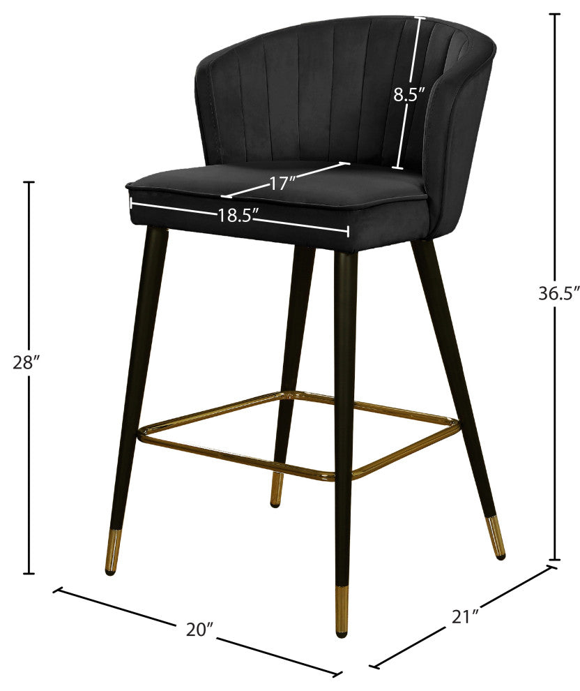 Cassie Velvet Upholstered Stool, Set of 2, Black