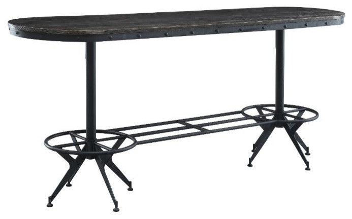Acme Zangief Counter Height Table Salvaged Brown and Black Finish