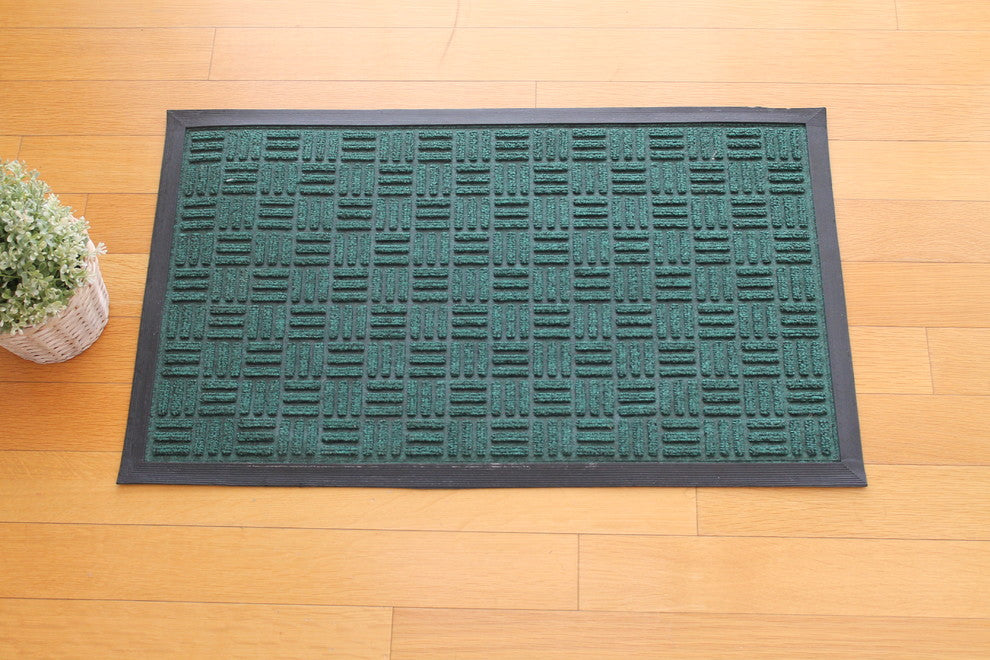 Rubber And Polypropylene Molded Mat, Weather Beater, 18"x30", Green Finish