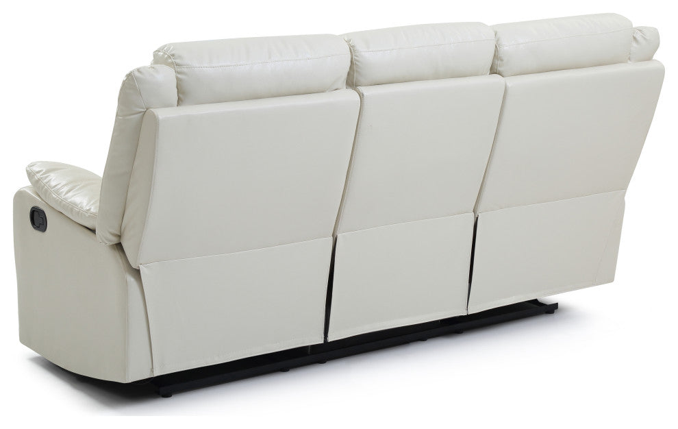 Wendover Faux Leather Double Reclining Sofa, Pearl