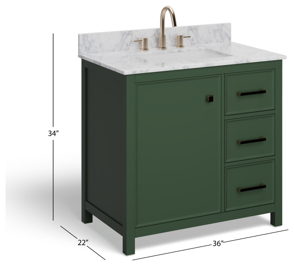 The Woodruff Bathroom Vanity, Single Sink, 36", Vogue Green, Freestanding