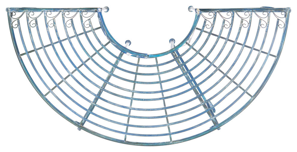 Safavieh Abia Wrought Iron 50"W Outdoor Tree Bench, Antique Blue