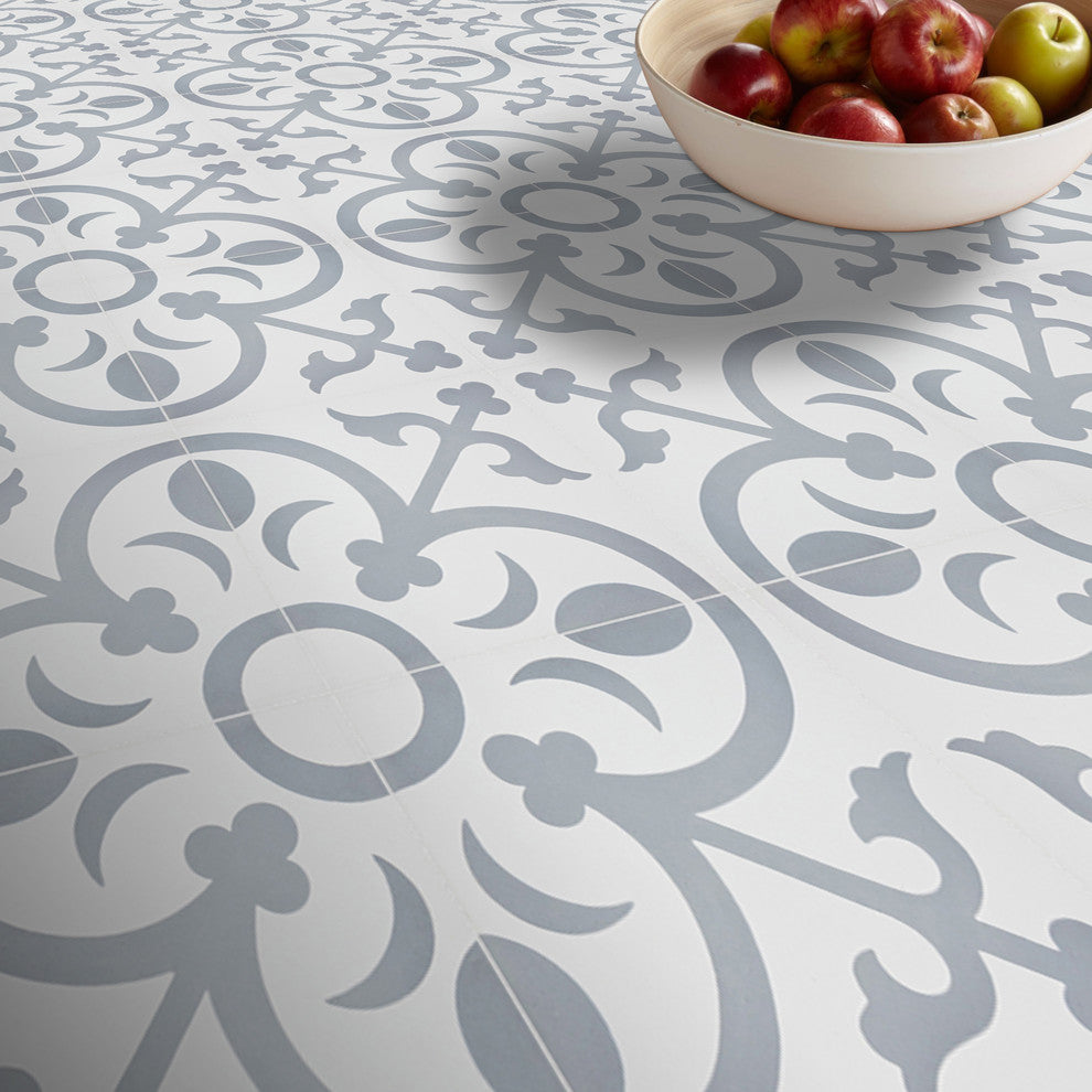 8"x8" Nador Handmade Cement Tile, White/Gray, Set of 12