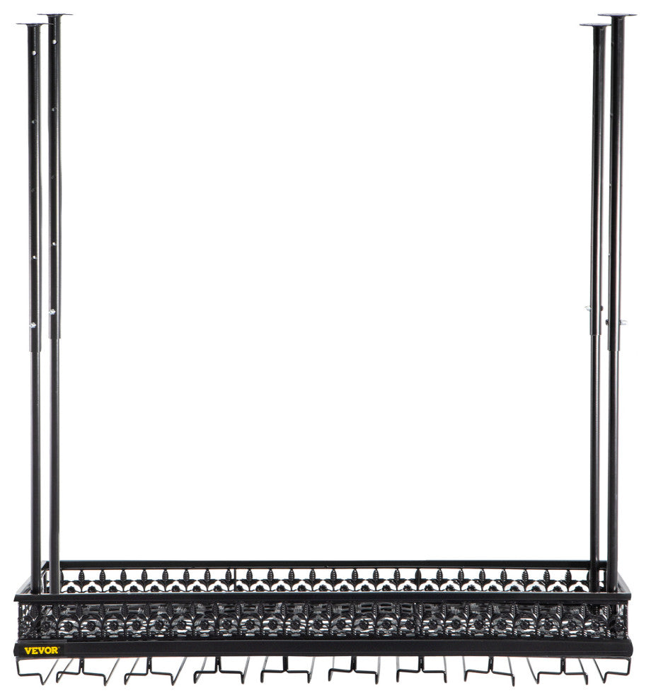Ceiling Wine Glass Rack Hanging Wine Holder Cabinet, Black, 36x13 Inch