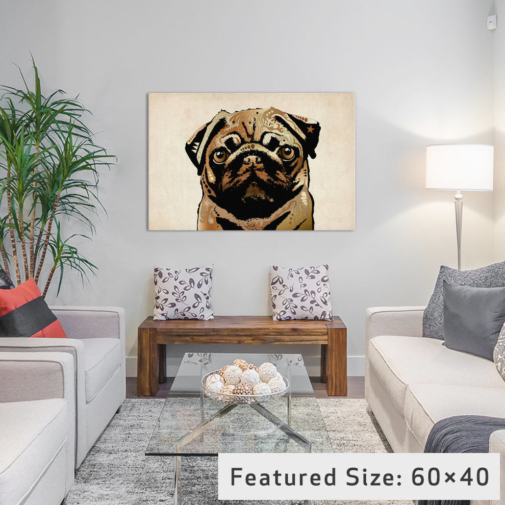 "Pug Dog" by Michael Tompsett, 26x18x1.5"