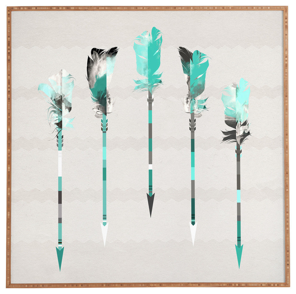 Deny Designs Iveta Abolina Teal Feathers Framed Wall Art