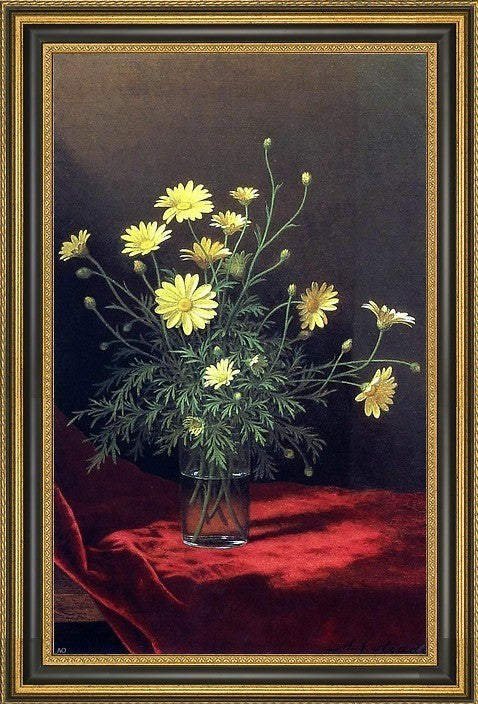 Martin Johnson Heade Golden Marguerites Framed Premium Canvas Print, 16"x24"