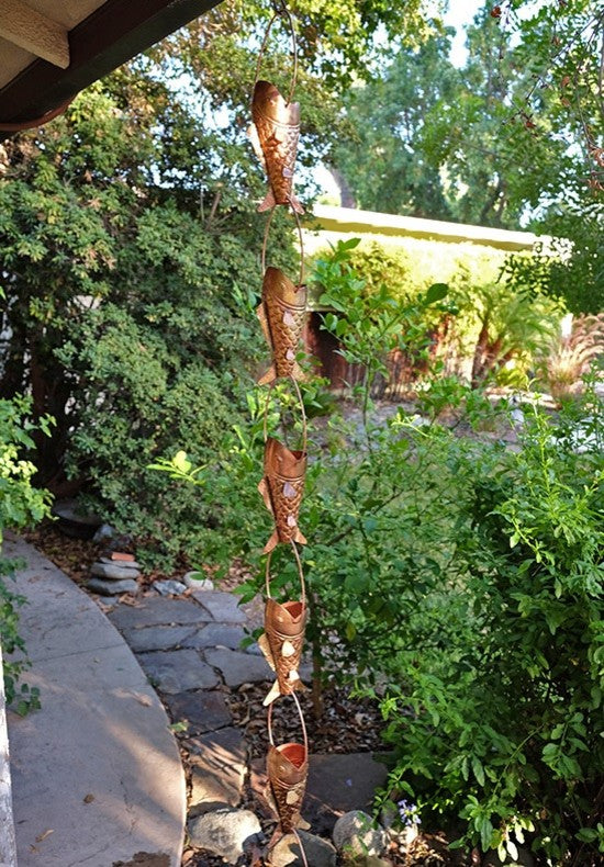 Fancy Koi Rain Chain with Installation Kit, 12'