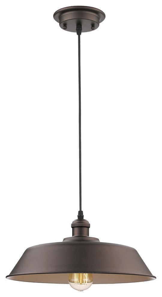 Ironclad 1-Light Rubbed Bronze Ceiling Mini Pendant 14"