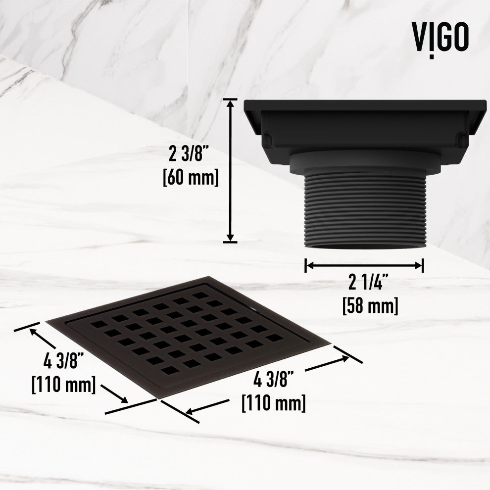 VIGO Elan Linear Shower Drain, Matte Black, 4"