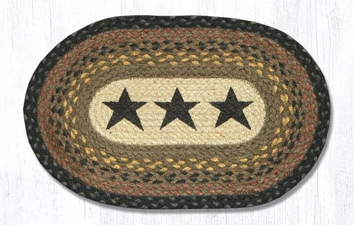 Black Stars Hand Printed Oval Sample Rug