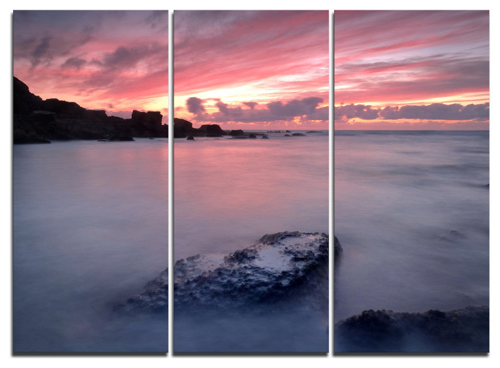 "Rocks Dark Samarra Seashore Sintra" Metal Wall Art, 3 Panels, 36"x28"