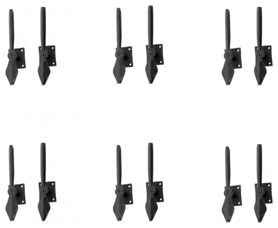 Black Shutter Dog Holders 7" L Wrought Iron Rust Resistant Wood Mount Pack of 6