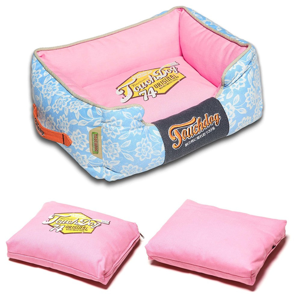 Touchdog Rose-Pedal Patterned Premium Rectangular Dog Bed