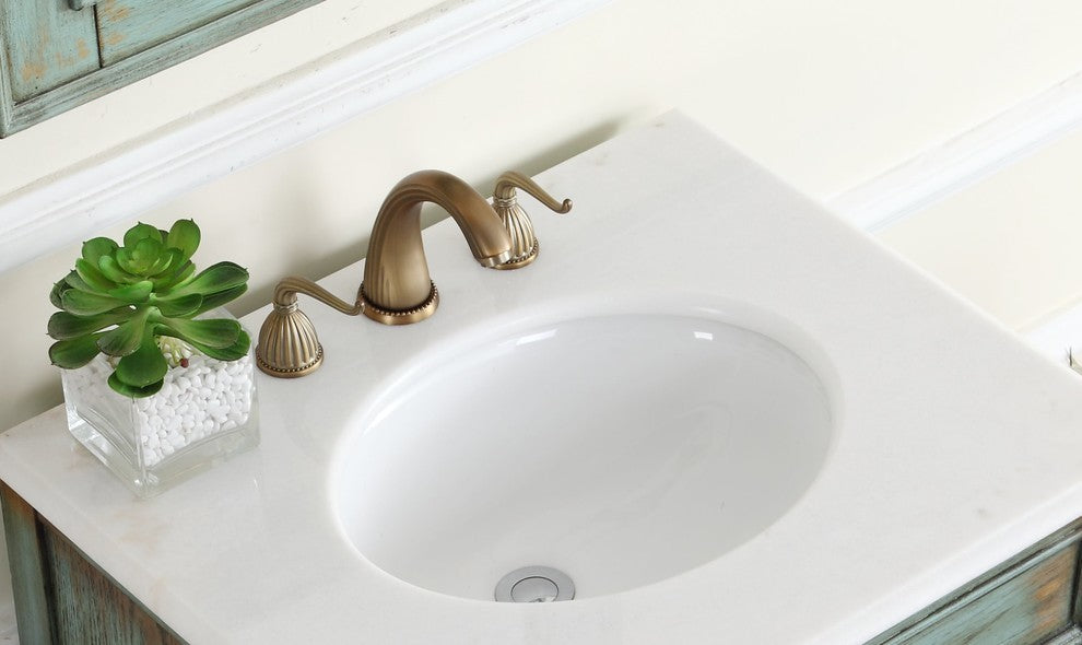 26" Cottage-Style Abbeville Bathroom Sink Vanity and Mirror