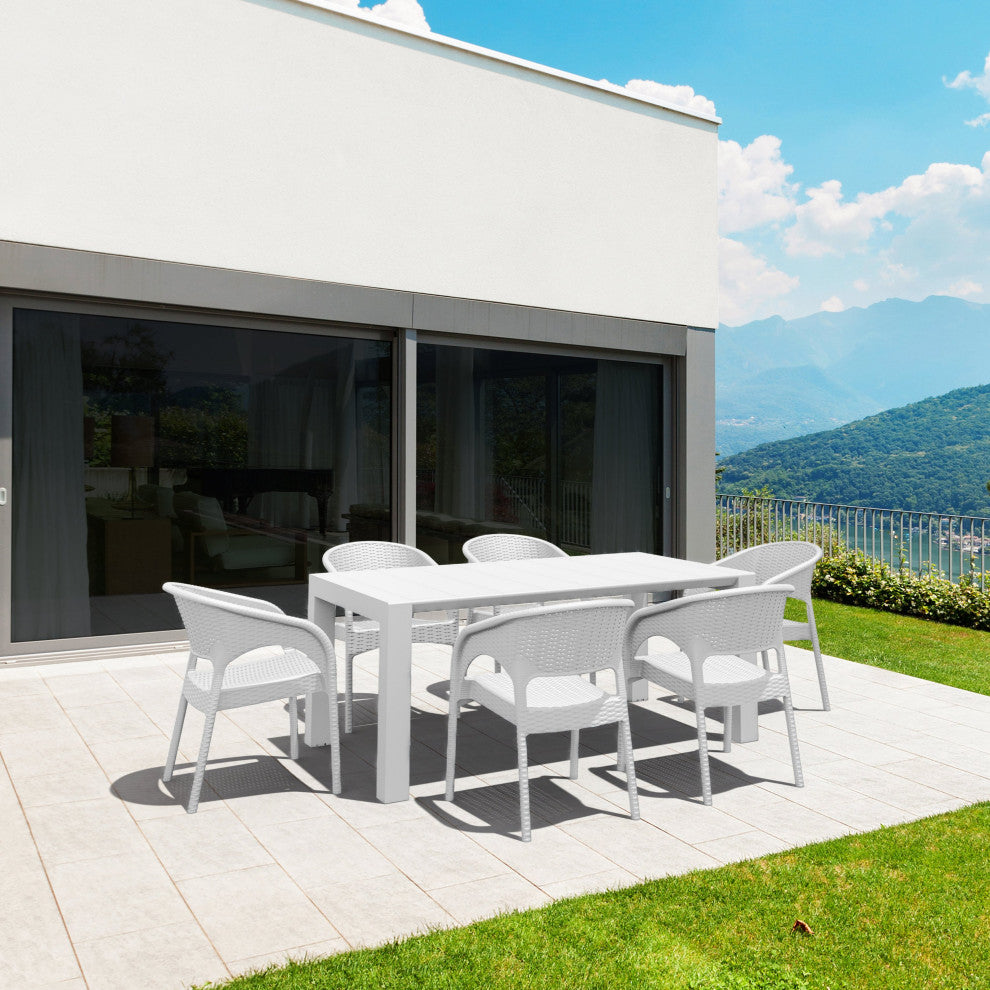 Compamia Panama 7-Piece Extendable Patio Dining Set, White