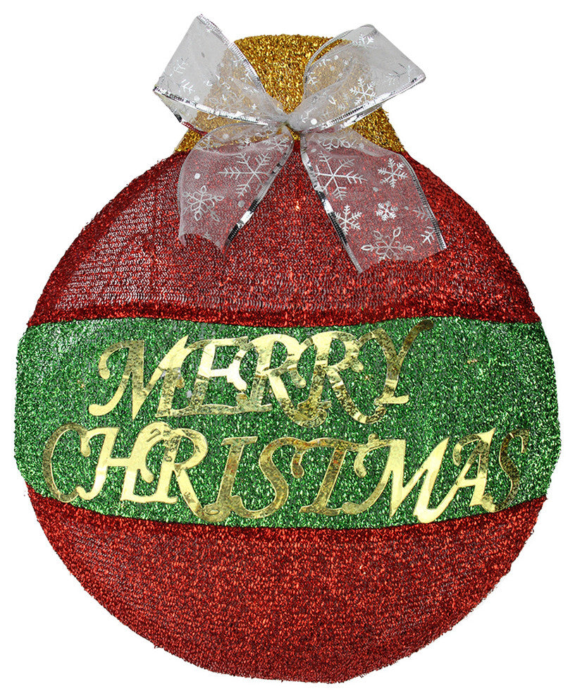 17.25" LED Lighted Red and Green "Merry Christmas" Ornament Wall Decoration
