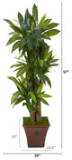 57" Corn Stalk Dracaena Artificial Plant, Brown Planter, Real Touch