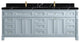Paris 84" Double Sink Bathroom Vanity, Blue Heather 2" Calacatta Black