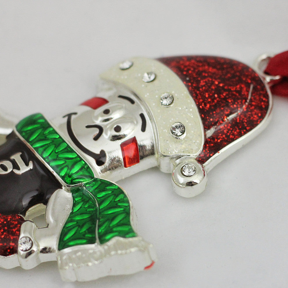 4.25" Silver Plated Holiday Toostie Roll Man Candy Logo Christmas Ornament