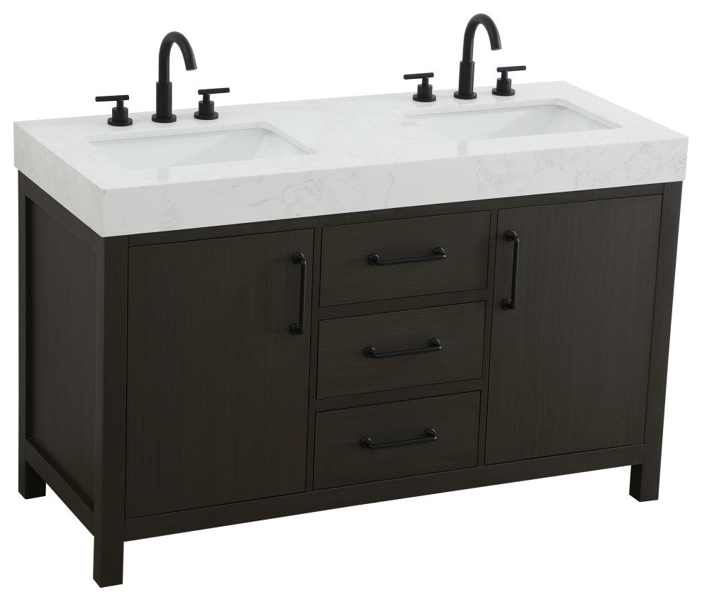 Home Living 54" Double Bathroom Vanity, Mocha Brown