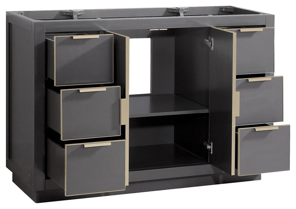 Avanity Austen 48" Vanity Only, Twilight Gray With Matte Gold Hardware