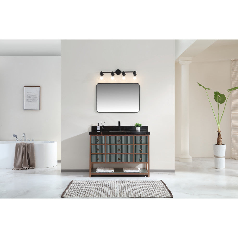 Vanity With Mirror,Sconce,Faucet Included