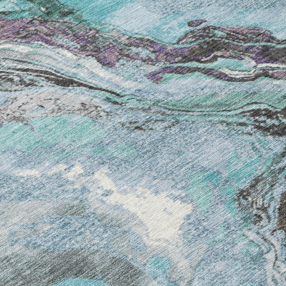 Machine Washable Indoor/Outdoor Chantille ACN1908 Teal 3' x 5' Rug