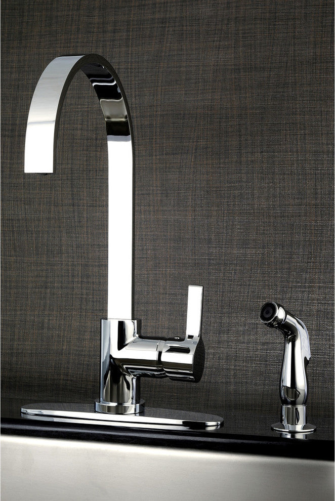Gourmetier Single-Handle Kitchen Faucet With Side Sprayer, Polished Chrome