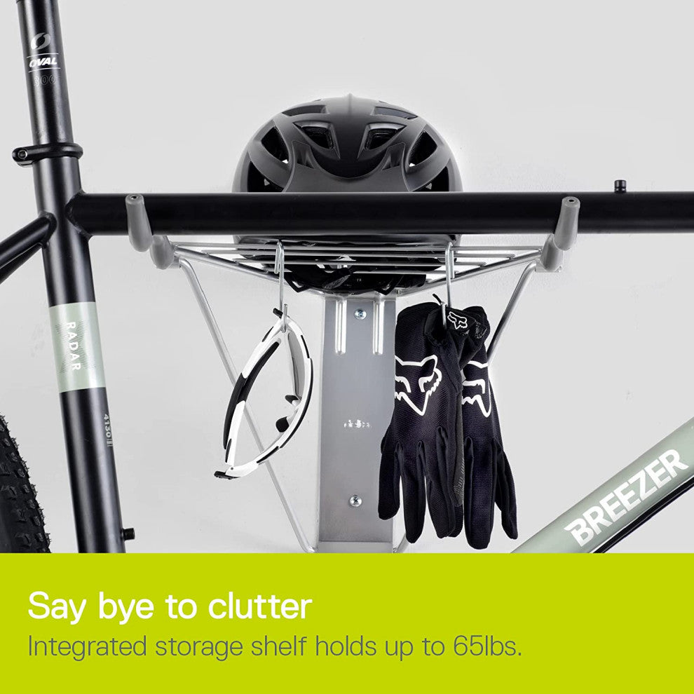 Two Bike Wall Mount Rack w/ Shelf