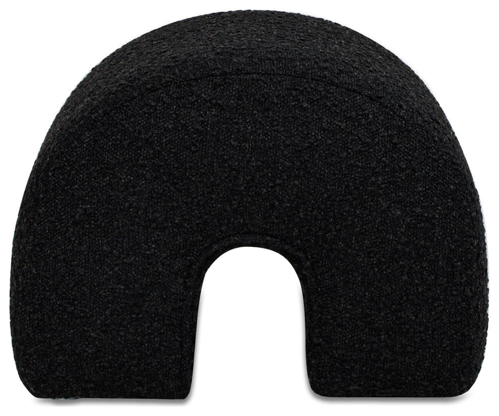 Bridge 16" Arched Upholstered Footstool Ottoman, Ebony Black Boucle
