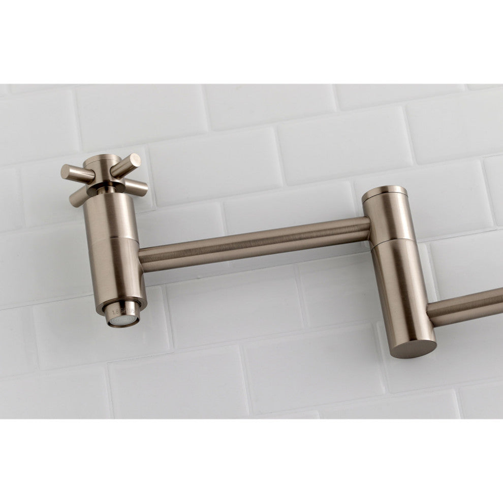 Kingston Brass Wall Mount Pot Filler Kitchen Faucet, Brushed Nickel