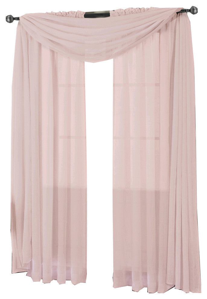 Abri Single Rod Pocket Sheer Curtain Panel, Mauve, 50"x63"