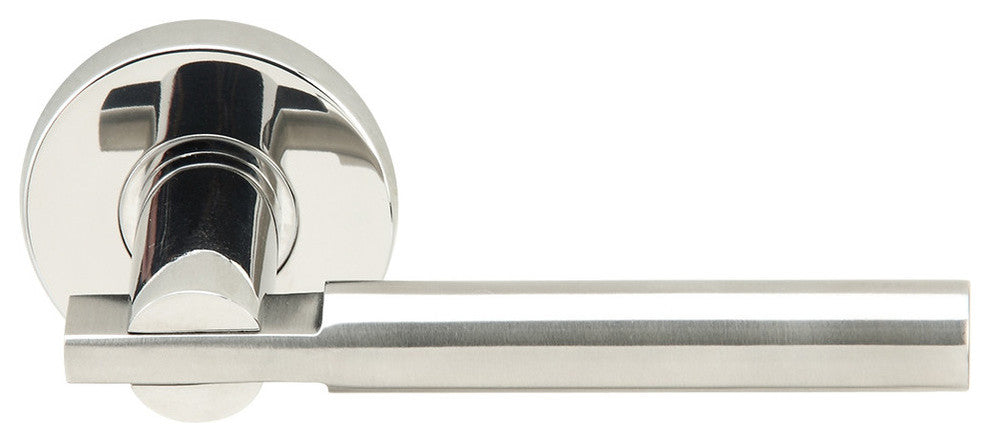 Sequoia Lever, Tubular Privacy, Split Finish Polished/Satin Stainless Steel