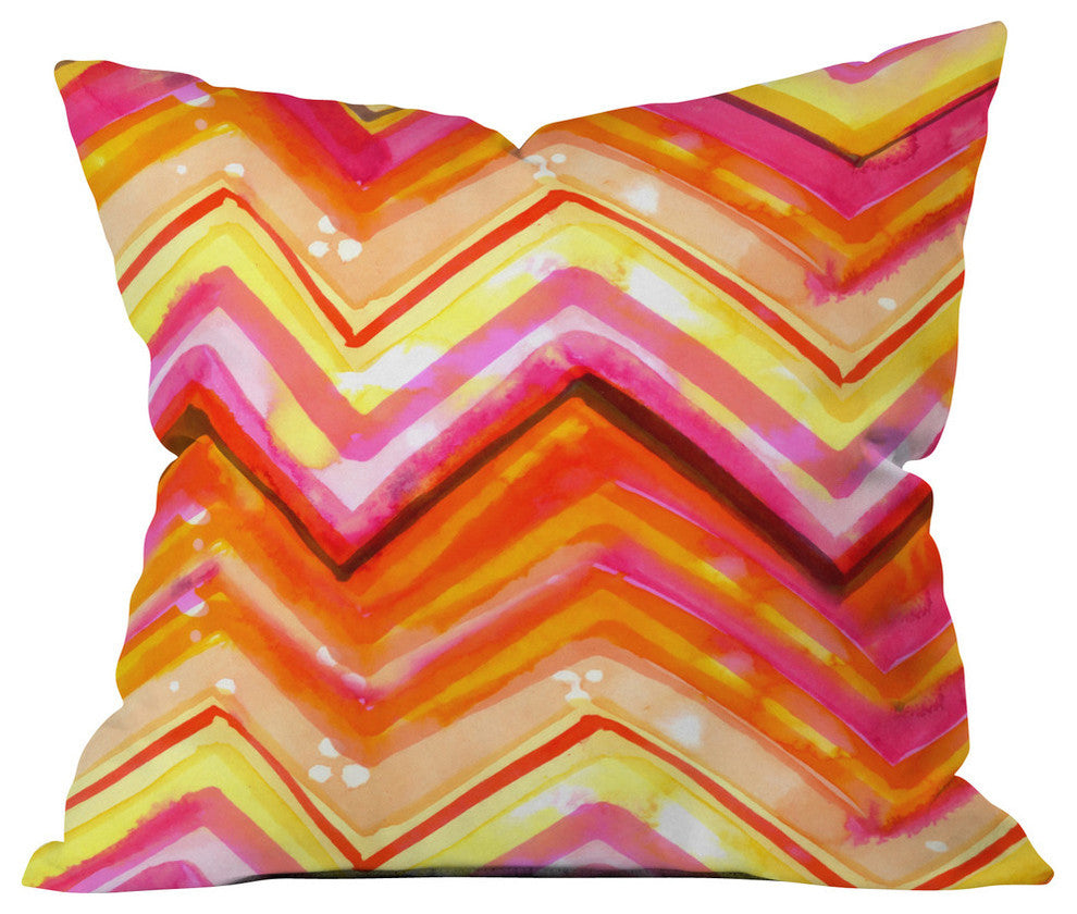 Deny Designs Cayenablanca Watercolour Chevron Outdoor Throw Pillow