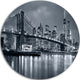 Panorama New York City At Night, Cityscape Round Wall Art, 11"
