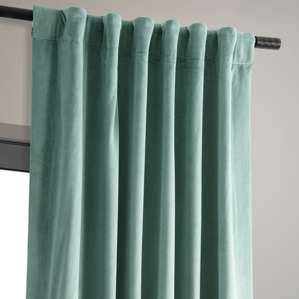 Signature Aqua Mist Blackout Velvet Curtain Single Panel, 50"x120"
