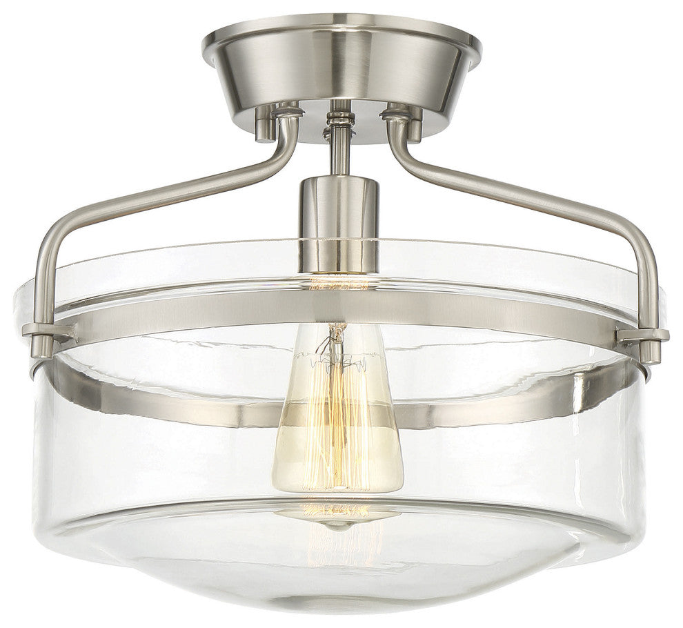 1-Light Semi-Flush Mount, Brushed Nickel