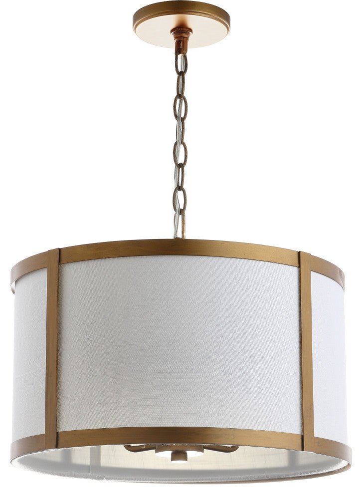 Thatcher Metal LED Pendant Light, 17", Gold, White