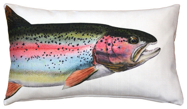 Pillow Decor - Rainbow Trout Fish Pillow 12x20