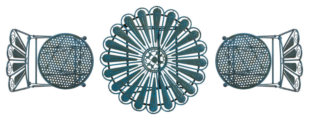 Alpine Peacock Feather Bistro Set with Table and Two Chairs, 30"