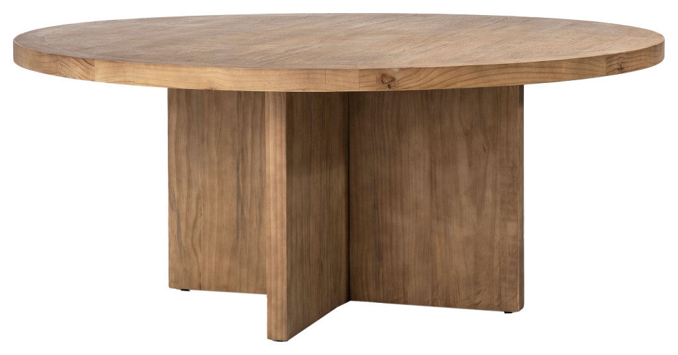 Brooks 60" Round Reclaimed Pine Dining Table With Cross Base, Natural Finish