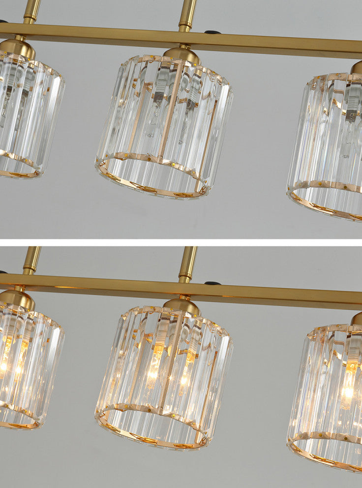 6-Light Linear Kitchen Island Pendant Lighting, Gold