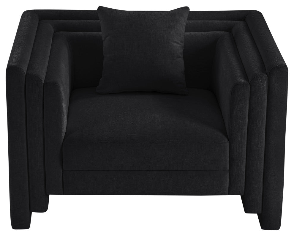 Everett Upholstered Chair, Black, Chenille Fabric