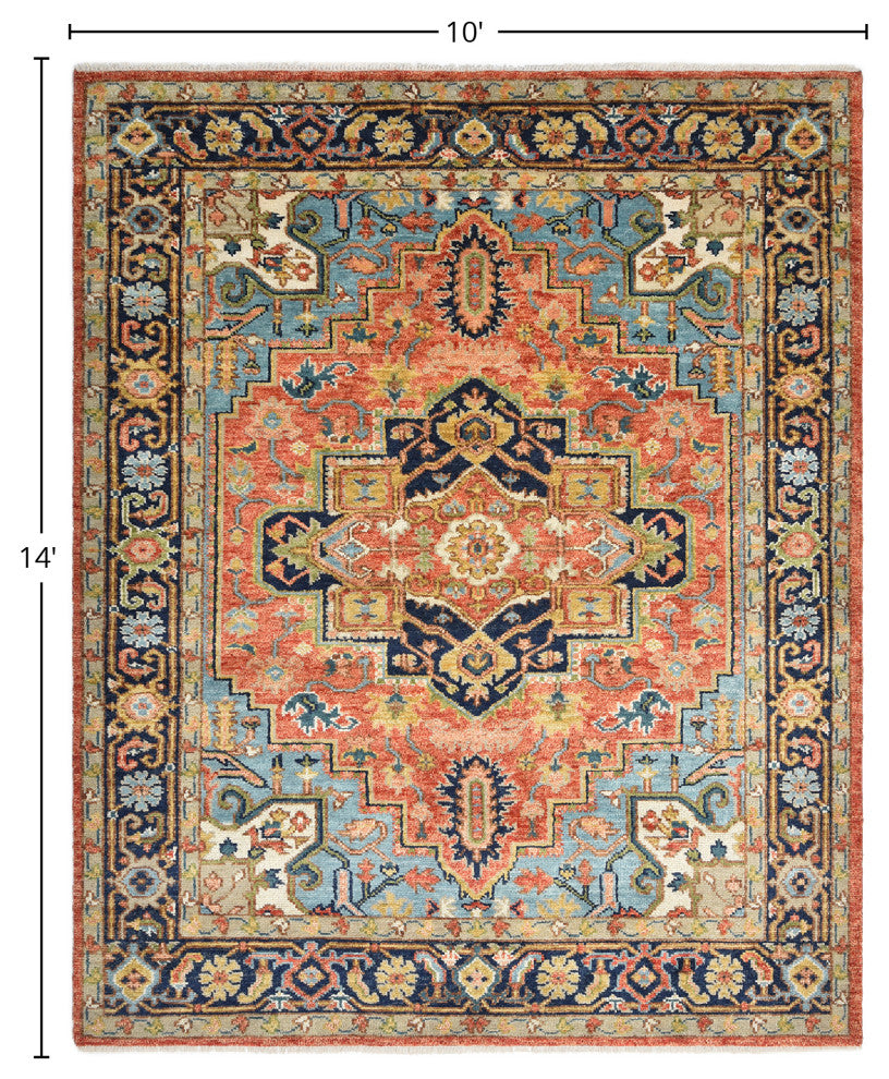 Miranda Handmade Area Rug, Red, 10x14'