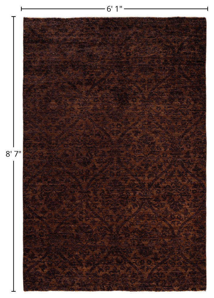 Overdyed One-of-a-Kind Hand-Knotted Area Rug Brown, 6' 1" x 8' 7"
