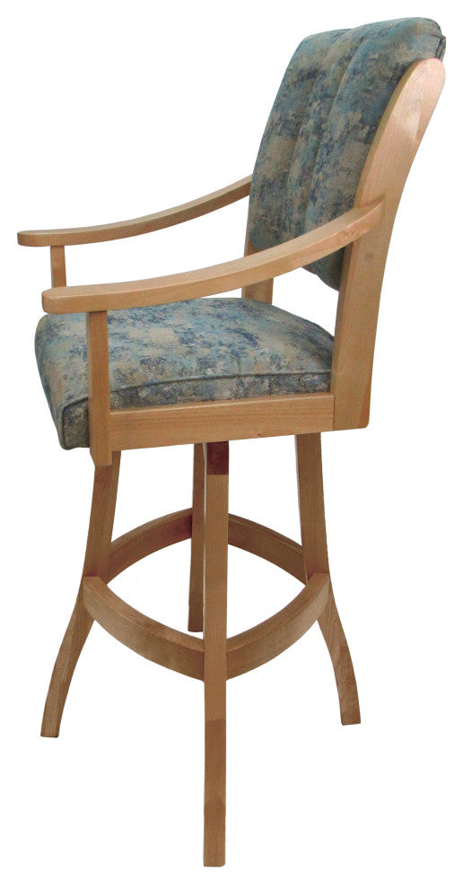 Swivel Counter Wood Bar Stool Casa on S-Base, Poet Sky on Natural, 30"