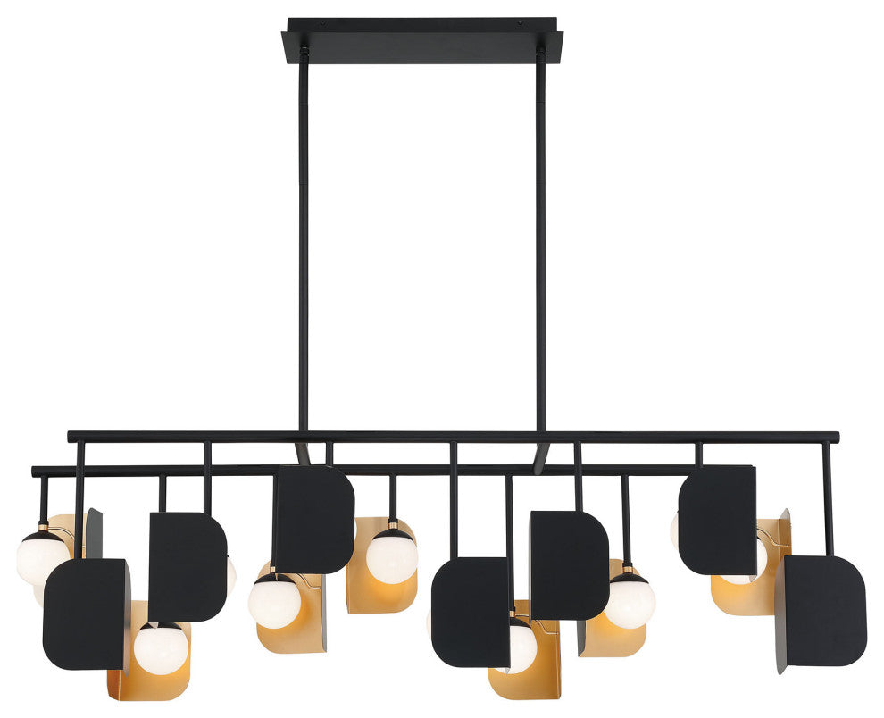 Cornice 14L 60" Gold-Black White Chandelier