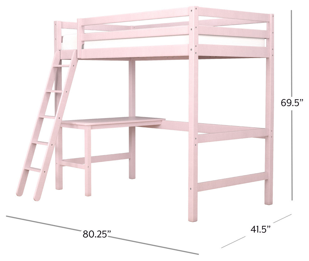 Hillsdale Caspian Twin Loft Bed, Pink