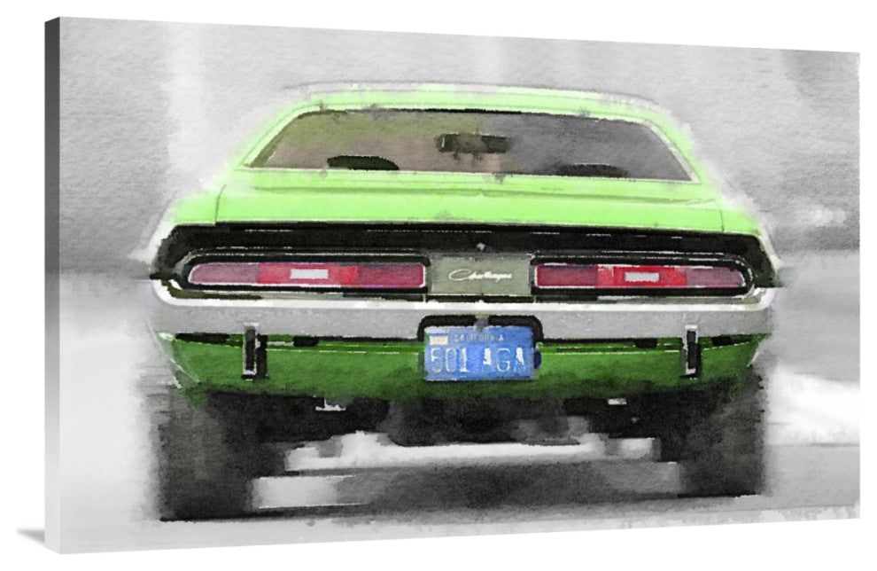 "Dodge Challenger Rear Watercolor" Fine Art Print